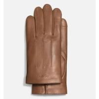 ราคา แท้!! ถุงมือหนังแท้ Coach leather gloves สีน้ำตาล size S ใหม่ (22844206133)