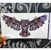 ราคา (ซื้อครบ3แผ่น แถมฟรีอีก1แผ่น) ลายนกฮูก สติ๊กเกอร์แทททู รอยสักชั่วคราว ขนาด 15*21cm Tattoo Sticker รอยสัก แทททูกันน้ำ (8711942692)