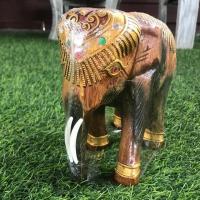 ราคา 1 คู่ ช้างแก้บน ขนาด 6 นิ้ว ช้าง ช้างไม้ ช้างไม้แกะสลัก ช้างมงคลแกะสลักลงทอง (19230119661)