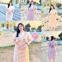 ราคา เดรสสาวอวบ ผ้ามุ้งแต่งลูกไม้ มีซับใน มีเชือกผูกเอว D131 (25021950980)