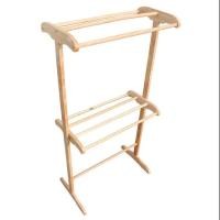 ราคา ราวตากผ้า ทำจากไม้ยางพารา 2ชั้น รุ่น 7เส้น (สีไม้บีช) (72066980)