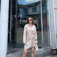 ราคา DREAM DRESS เดรสคอปก แขนยาว แต่งจับจีบย่นด้านหน้า (22772361287)