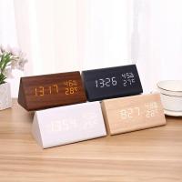 ราคา Digital Clock LED Wooden Alarm Clock Table Sound Control Electronic Clocks Desktop USB/AAA Powered Decoration Home Table (25479111282)