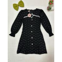 ราคา เดรส สีดำลายหัวใจนูนแต่งลูกไม้ขาวแขนยาว(ป้ายห้อยNirinstyle) (25804975952)