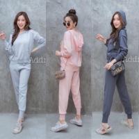 ราคา ชุดเซท เสื้อไหมพรมแขนยาวแต่งฮู้ด+กางเกง (3705276644)