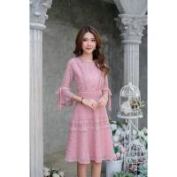 ราคา ชุดลูกไม้มาใหม่แขนระบายสีชมพูและสีแดงสาวอวบใส่ได้ค่ะ (13480130379)