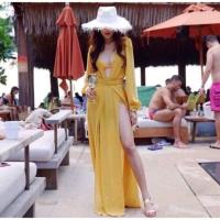 ราคา เดรสสีเหลืองผ้าชีฟอง (มือสองของแม่ค้า) สาวอวบอ้วนใส่ได้ ใส่ครั้งเดียวสวยมาก!ปังมาก! (15967461163)