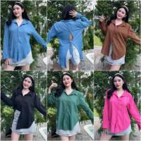 ราคา เสื้อเชิ้ตแขนยาว มีสายผูกโบว์ด้านหลัง(JB022) (22446304766)