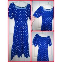 ราคา เดรสสีน้ำเงินลายจุดขาว อก36-44" ผ้าวูลเวฟ คอเหลี่ยม "รบกวนอ่านรายละเอียดก่อนซื้อค่ะ" (21380352823)