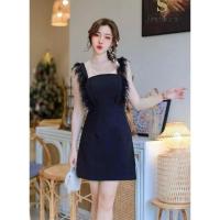 ราคา มินิเดรสสีดำ(ขนนก)ซิปหลัง ชุดเดรส ชุดขนนก (18286308403)