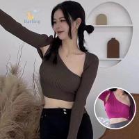 ราคา ใหม่พร้อมส่ง ชุด2ชิ้น เสื้อเปิดไหล่แขนยาว เสื้อเปิดไหล่แขนยาว เสื้อครอปท็อป แขนยาว เปิดไหล่ (20371570812)