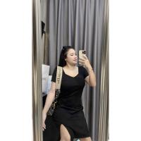 ราคา #เดรสผ้าร่องเว้าอกผ่าหน้า #เดรสผ้าร่องสาวอวบ อก34-46+เอว29-40+ สะโพก44+ ยาว40” (20007035891)