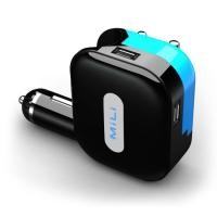 ราคา Mili หัวชาร์จ (บ้าน+รถ) รุ่น Universal Charger 2.1A (Black/Blue) -Single (670739059)