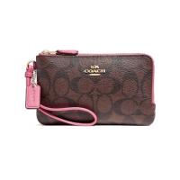 ราคา Coach F87591 Double Corner Zip Wristlet In Signature Canvas กระเป๋าสตางค์คล้องมือ
