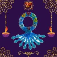 ราคา พวงมาลัยวันแม่ พวงมาลัยคริสตัลสีฟ้าลายดอกไม้ อุบะร้อยคริสตัล 2 ชั้น 9 ชาย (24284209233)