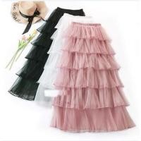 ราคา Sale! กระโปรงยาวทรงขนมชั้น ผ้ามุ้ง สีชมพู (7446716232)
