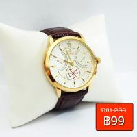 ราคา Debor นาฬิกาบุรุษหน้าปัดทองสายหนังสีน้ำตาล (23575490654)