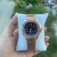 ราคา GENEVA นาฬิกาผู้หญิงหน้าปัดตัวเลขขีดล้อมเพชรสายแม่เหล็กสีดำพิ้งGNV1 (24262487048)