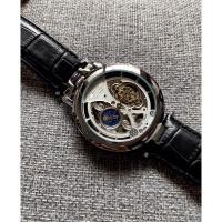 ราคา นาฬิกาออโต้ ไขลาน หน้าพระจันทร์ โชว์กลไก เม็ดมะยมด้านบน สายหนัง skeleton Sun Moon (27759809988)