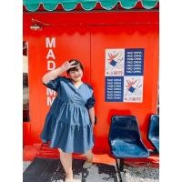 ราคา Cute jeans เดรสยีนส์สาวอวบอก 50"เดรสยีนส์ แขนตุ๊กตา (18502808615)