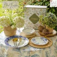 ราคา Violet Flamingo เซ็ตของขวัญ ชุดจานชาม 3 ชิ้น รุ่น Blue Bristro จานเซรามิค โบนไชน่าแท้ (22181924879)