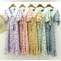 ราคา Nokkatid (ว่างสีเหลือง) เดรสกระโปรงยาวลายเชอรี่คอบัว (4141273539)