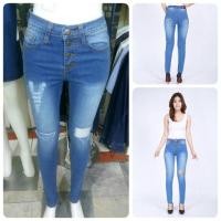 ราคา กางเกงยีนส์ กระดุมเอวสูงสีฟอกซีด ไซส์ใหญ่ สาวอวบ สาวอ้วน (102045549)