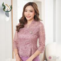 ราคา เสื้อลูกไม้ เสื้อออกงาน ชุดไปวัด ผ้าถุง ชุดทำบุญ ผ้าลูกไม้ เสื้อลูกไม้ฝรั่งเศส เกรดพรีเมี่ยม (ชมพูกะปิ) (22138016274)