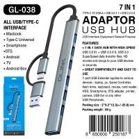 ราคา GLINK GL038 Type-C / USB to 7in1 USB HUB อุปกรณ์เพิ่มช่องต่อ USB 7Port USB3.0x1/USB2x6 (28252513021)