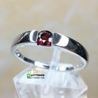 ราคา แหวนปลอกมีด แหวนโกเมน แหวนเงินแท้ 92.5% ชุบทองคำขาว ประดับพลอยโกเมนแท้ YTG-8614 (3708268703)