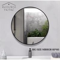 ราคา กระจกเงา กระจกเงากลม ไซด์ใหญ่ ขนาด60*60[ขอบสีดำ] กระจกไซด์ใหญ่ กระจกเงาบานใหญ่ กระจกติดผนัง (18068533587)