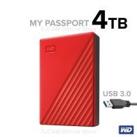 ราคา WD External Harddisk 4TB ฮาร์ดดิสก์แบบพกพา My Passport, USB 3.0 External HDD 2.5" (WDBPKJ0040BRD-WESN)สีแดง ประกัน 3ปี (5567656235)