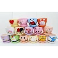 ราคา กระถางเพ้นท์ กระถางต้นไม้ กระถางเซรามิก เพ้นท์ลาย ไม่มีขอบ งานน่ารัก(set 2ชิ้น กระถาง+จานรอง) (4858424837)