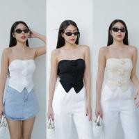 ราคา SEOUL CROP INTUON เสื้อเกาะอกแต่งดอกไม้ สวยม้ากก รัดรูปกระชับไม่หลุด เกาหลีเกาใจ เกาะอกเกาหลี เกาะอกรัดรูป ชุดเกาะอก (24887981159)