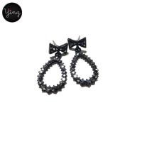 ราคา ◼️ ต่างหูเพชรรูปโบว์&หยดน้ำ งานเพชรสีดำปรอท (4338898688)