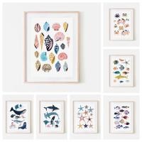 ราคา โปสเตอร์ภาพวาดผ้าใบ รูปปลาวาฬ เปลือกหอย เปลือกหอย สําหรับตกแต่งบ้าน ห้องเด็ก (21092985439)