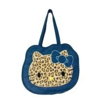 ราคา LORZ Sanrio Hello Kitty กระเป๋าสะพายไหล่มือสองผ้าเดนิมพิมพ์ลายเสือดาวกระเป๋าถือผู้หญิง (28312327539)