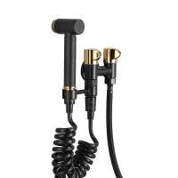 ราคา ปืนฉีดน้ำล้างห้องน้ำสีดำทองหนึ่งในและสองชุดโถสุขภัณฑ์เครื่องซักผ้าก๊อกน้ำทองแดงทั้งหมด (8454792150)