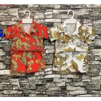 ราคา เซตเชิ้ตเด็ก เสื้อ+กางเกง ลายมังกร แดง/ขาว มือสอง (17507383256)