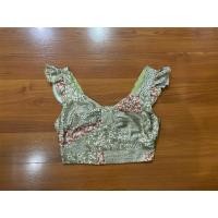 ราคา xact แท้เสื้อครอปลายสีเขียวน่ารักสภาพดีมือสอง (27305551607)