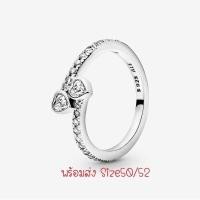 ราคา (ของแท้100%)Pandora silver ring แหวนเพชรไขว้หัวใจ (19225256372)