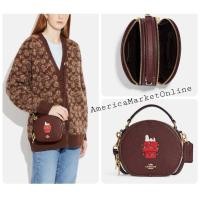 ราคา กระเป๋าหนัง COACH/ Coach X Peanuts Wine Leather Canteen Crossbody Snoopy Lights Motif (COACH CE844) (22117338363)