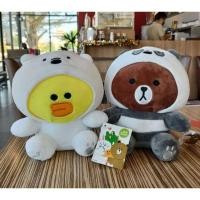 ราคา ขนาด 10 นิ้ว ตุ๊กตา Line Friend ตุ๊กตาหมีบราวใส่ฮู้ดแพนด้าตุ๊กตาSally ใส่ฮู้ดหมี (28561823268)