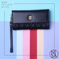 ราคา กระเป๋าสตางค์ใบยาว สีดำ หนังโซฟา แบรนด์แท้ NISA (7679520696)