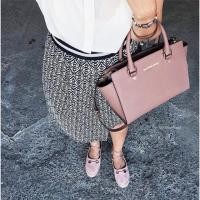 ราคา Michael Kors Saffiano Leather Selma Medium Zip Satchel (45971278)