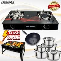 ราคา DENPA เตาแก๊สกระจก (รับประกัน 1ปี)พร้อม เตาปิ้งย่าง หม้อแขก และ กระทะ 1ใบ MIRROR00902 (19461805405)