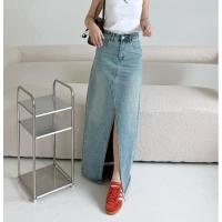 ราคา Sydney Skirt กระโปรงยีนส์ทรงยาว ผ่าชายกลางหน้า (26751726668)
