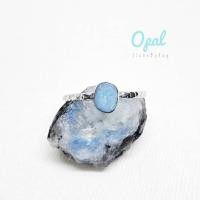 ราคา แหวนเงินแท้พลอยโอปอล Natural Opal Silver Ring (26016670417)
