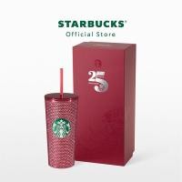 ราคา ส่งฟรี Starbucks Stainless Steel 25TH Pink Bling Cold Cup 16oz. (18984159347)