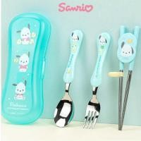 ราคา Sanrio ของแท้ Lilfant Pochacco ช้อนส้อม ตะเกียบ สเตนเลส และกล่อง ผลิตในเกาหลี (25316425401)